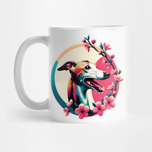 Joyful Italian Greyhound Amidst Spring Cherry Blossoms Mug